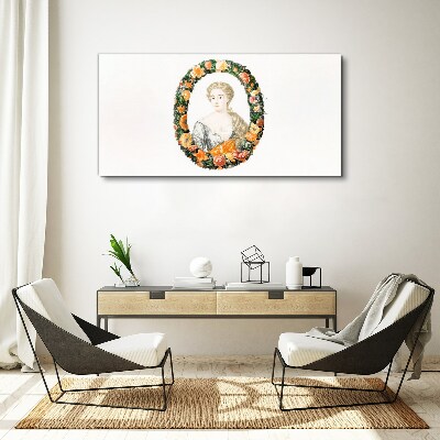Portrait in a flower frame Print on canvas
