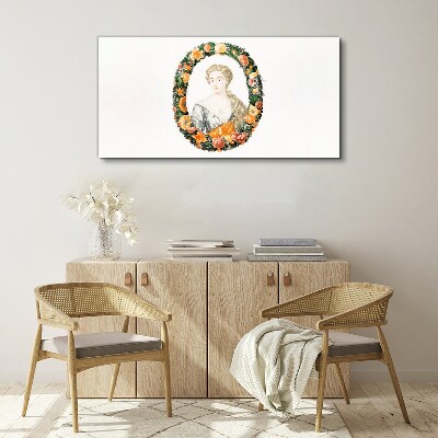 Portrait in a flower frame Print on canvas