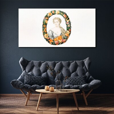 Portrait in a flower frame Print on canvas