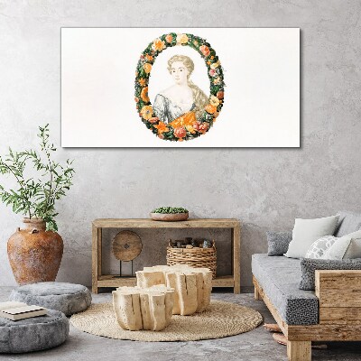 Portrait in a flower frame Print on canvas