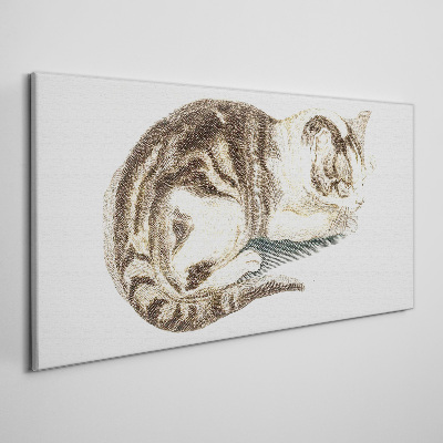 Sleepy cat on white background Canvas wall art