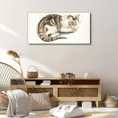 Sleepy cat on white background Canvas wall art