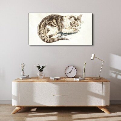 Sleepy cat on white background Canvas wall art
