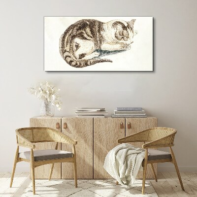 Sleepy cat on white background Canvas wall art