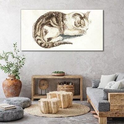 Sleepy cat on white background Canvas wall art