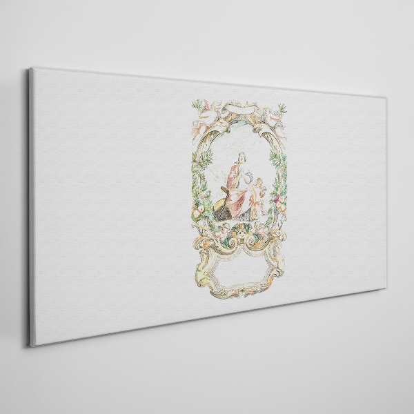 Romantic scene in a decorative frame Print on canvas