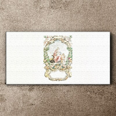 Romantic scene in a decorative frame Print on canvas