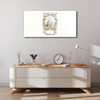 Romantic scene in a decorative frame Print on canvas