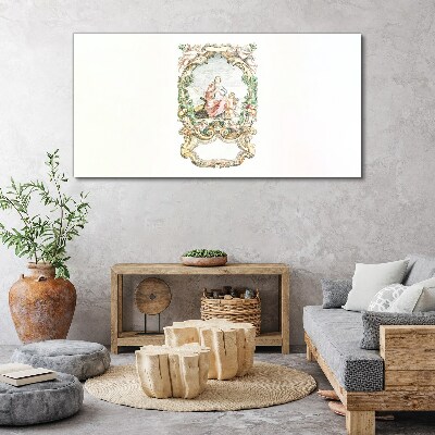 Romantic scene in a decorative frame Print on canvas