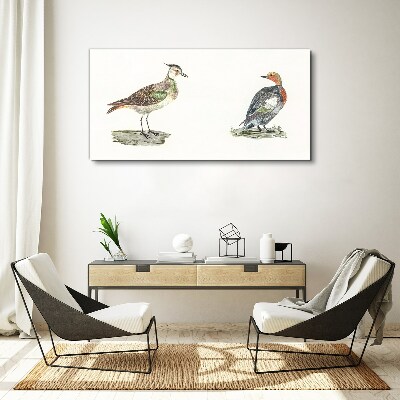 Colorful birds on a white background Canvas wall art