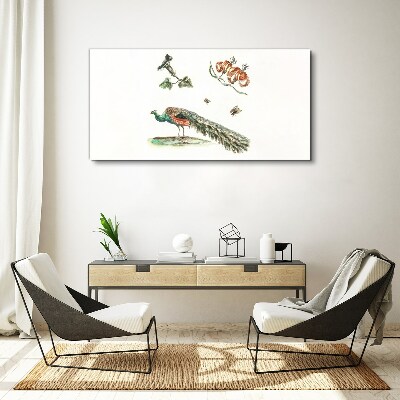 Drawing animal bird flowers Canvas Wall art