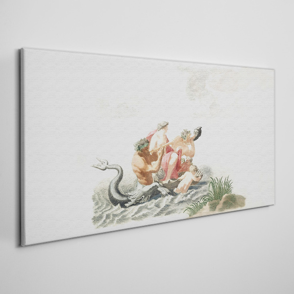 Mythical scene on the water Print on canvas