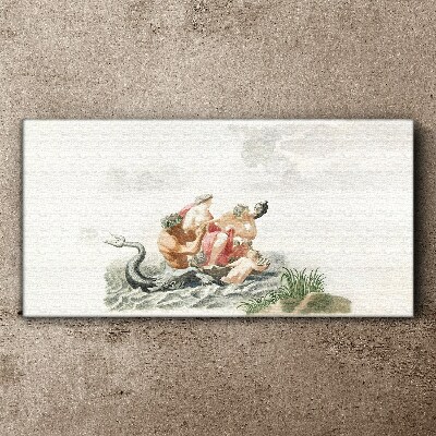 Mythical scene on the water Print on canvas