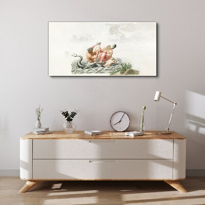 Mythical scene on the water Print on canvas