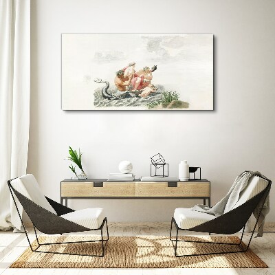 Mythical scene on the water Print on canvas