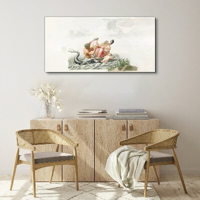 Mythical scene on the water Print on canvas