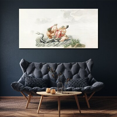 Mythical scene on the water Print on canvas