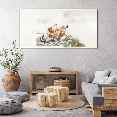 Mythical scene on the water Print on canvas