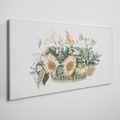 Flower bouquet in a basket Canvas wall art