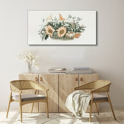 Flower bouquet in a basket Canvas wall art