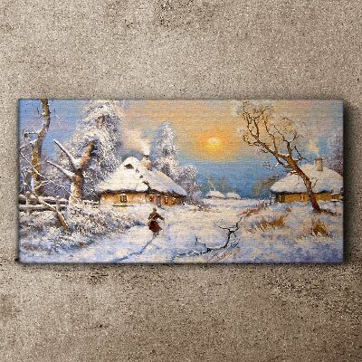 Winter rural landscape Canvas wall art