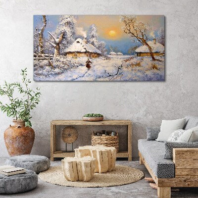 Winter rural landscape Canvas wall art