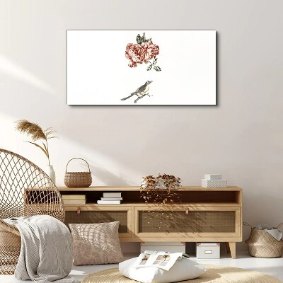 Bird and roses in harmony Canvas wall art