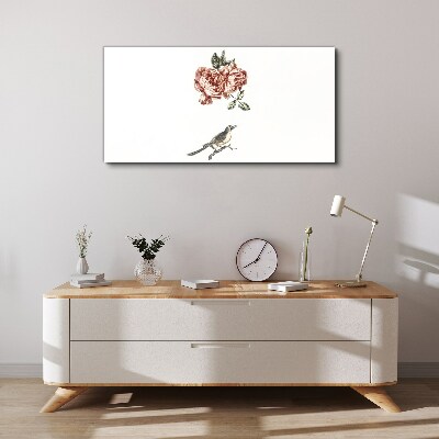 Bird and roses in harmony Canvas wall art