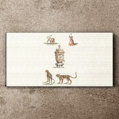 Exotic animals and a vase Canvas wall art