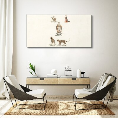 Exotic animals and a vase Canvas wall art