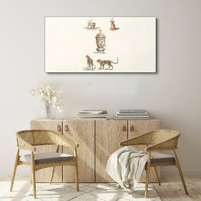 Exotic animals and a vase Canvas wall art