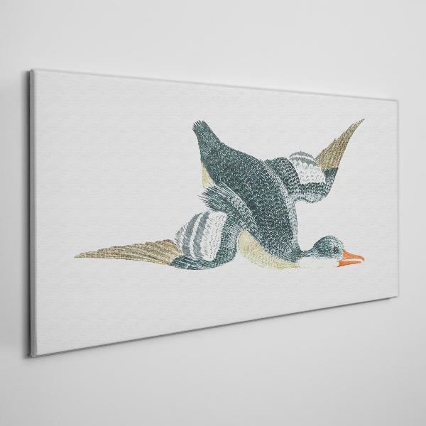 Flying duck in pastel shades Canvas wall art