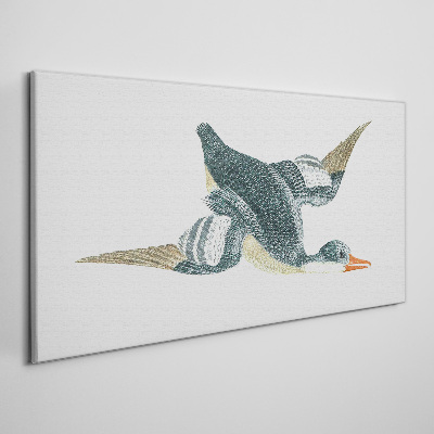 Flying duck in pastel shades Canvas wall art