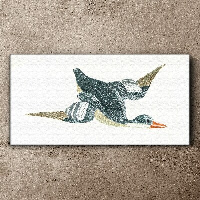 Flying duck in pastel shades Canvas wall art