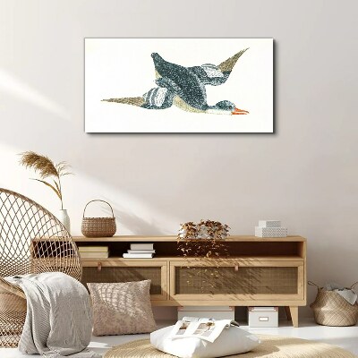 Flying duck in pastel shades Canvas wall art