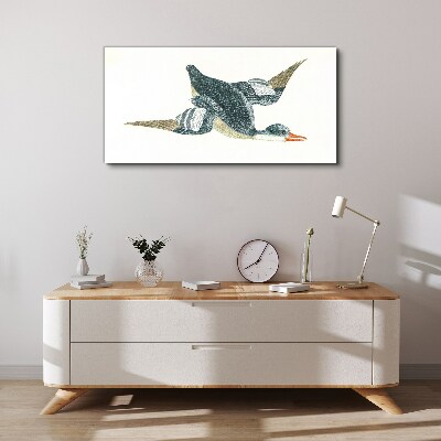 Flying duck in pastel shades Canvas wall art