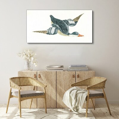 Flying duck in pastel shades Canvas wall art