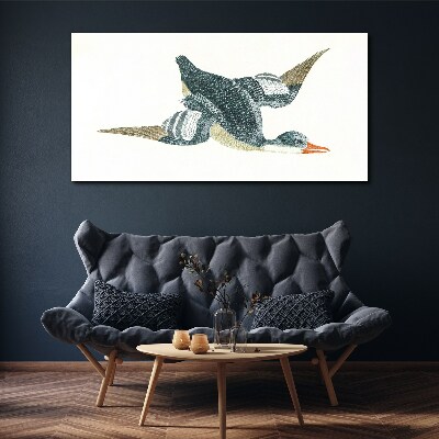 Flying duck in pastel shades Canvas wall art