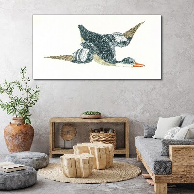 Flying duck in pastel shades Canvas wall art