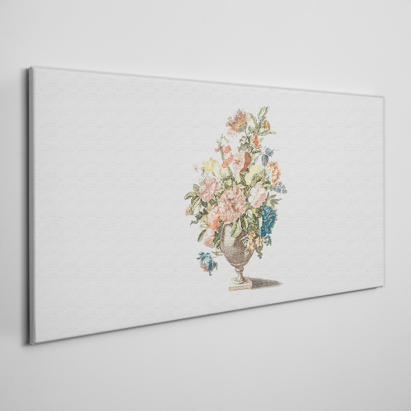 Vase with flowers in pastel colors Canvas wall art