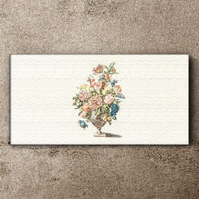Vase with flowers in pastel colors Canvas wall art