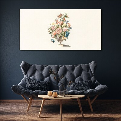 Vase with flowers in pastel colors Canvas wall art