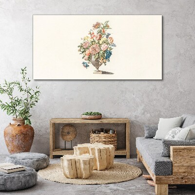 Vase with flowers in pastel colors Canvas wall art