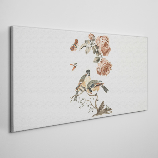 Birds and flowers in harmony Print on canvas