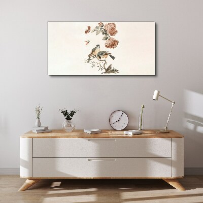 Birds and flowers in harmony Print on canvas