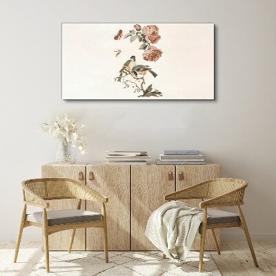 Birds and flowers in harmony Print on canvas