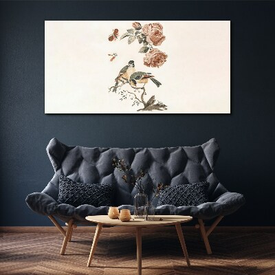 Birds and flowers in harmony Print on canvas