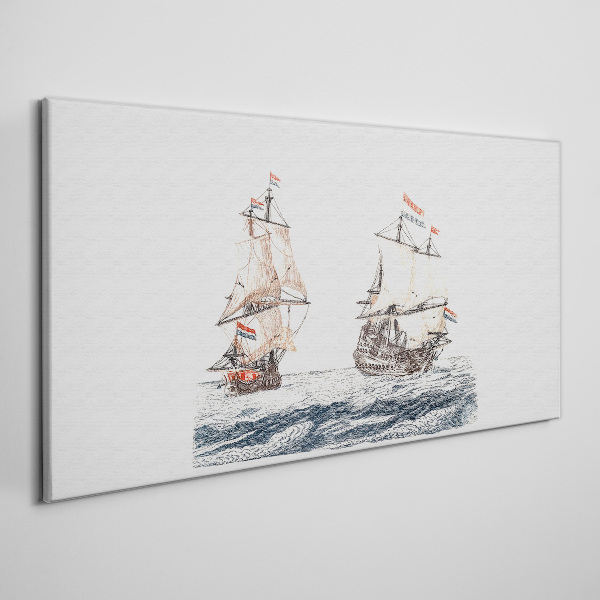 Sailing ships on a calm sea Print on canvas
