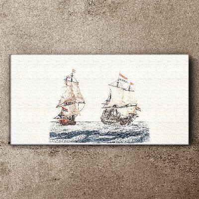Sailing ships on a calm sea Print on canvas