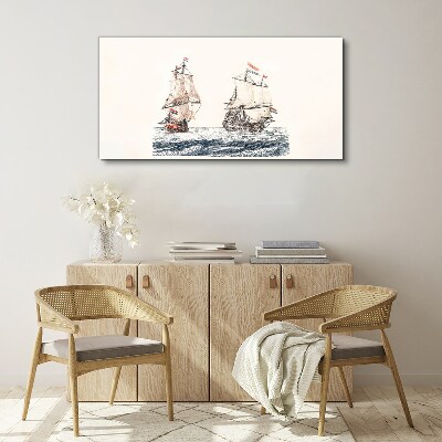 Sailing ships on a calm sea Print on canvas